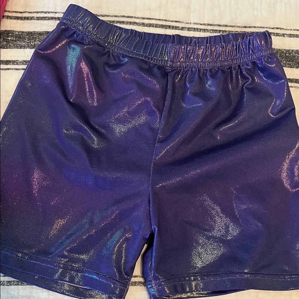 Pink and Blue Gymnastics Leotard and Shorts Set - Picture 4 of 4